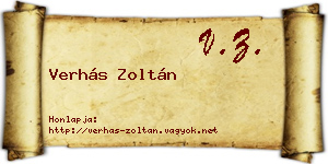 Verhás Zoltán névjegykártya